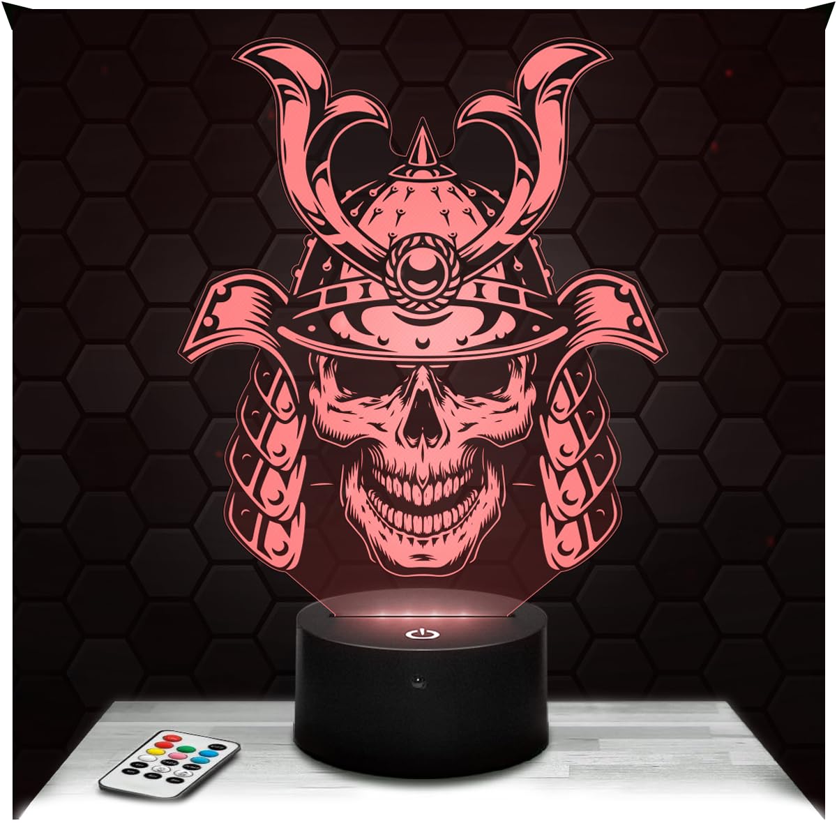 Lampephoto.fr - Japanese Samurai Skull 3D Lamp Decoration Helmet, Gift idea for Men and Women, Japanese Samurai Skull, Adult Night Light, Bedroom Decoration, Original Christmas, Gift Idea