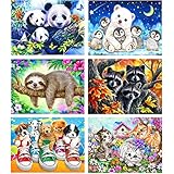 Diamond Painting Kits for Adults and Kids,6 Pack DIY 5D Diamond Painting Kits,Full Drill DIY Animals