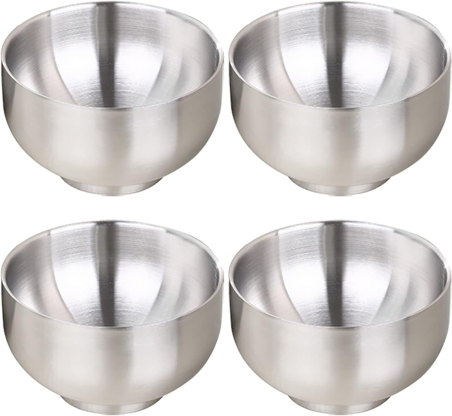 DEVICO Soup Cereal Bowls, 4-Piece 19-Ounce Stainless Steel Salad Rice Dessert Serving Bowl set, Matte Finish
