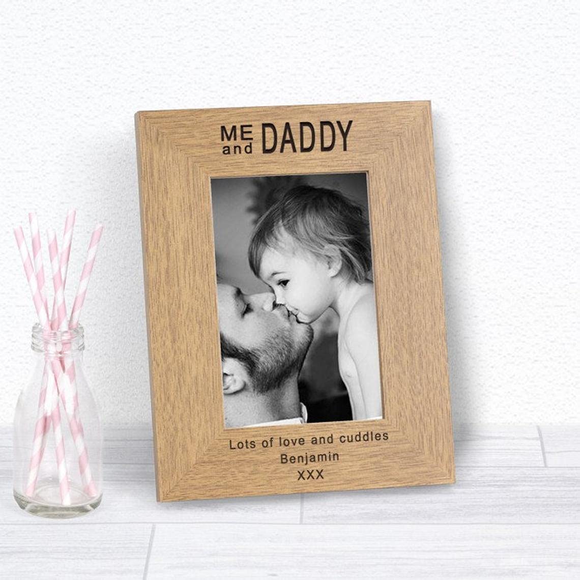Personalised Me And Daddy Wooden Photo Frame Gift 6x4 Father's Day, Birthday, Gift For Dad, Christmas