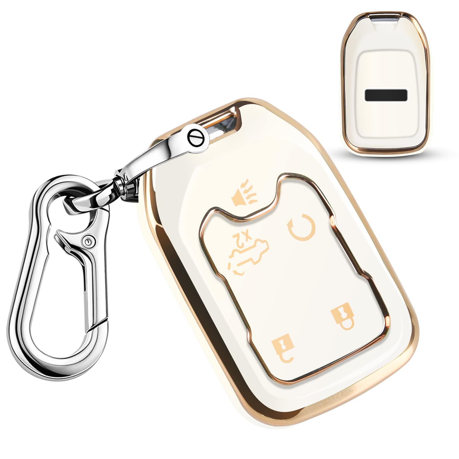 QBUC for GMC Key Fob Cover TPU Protector Case with Keychain for 2019-2022 Chevy Silverado GMC Sierra 1500 2500HD 3500HD Key Cover Smart Remote 5
