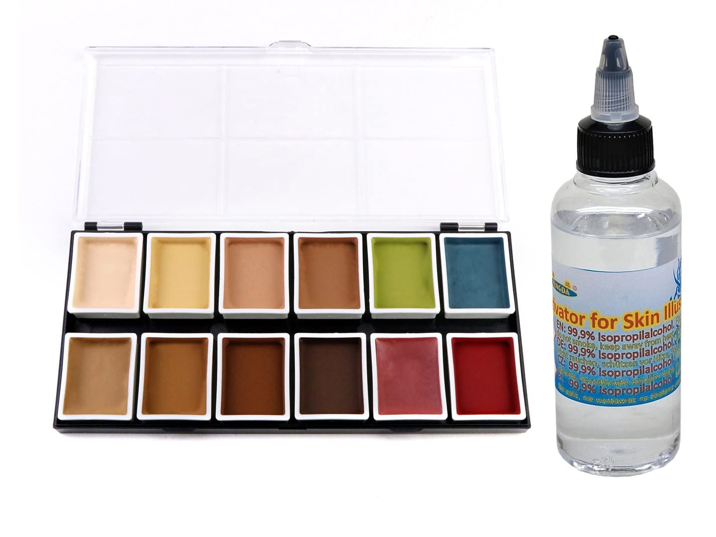 Alcohol-based bodyPainting - Skin Illustrator FX - 12x Skin colors (12x8g) + Activator 100ml