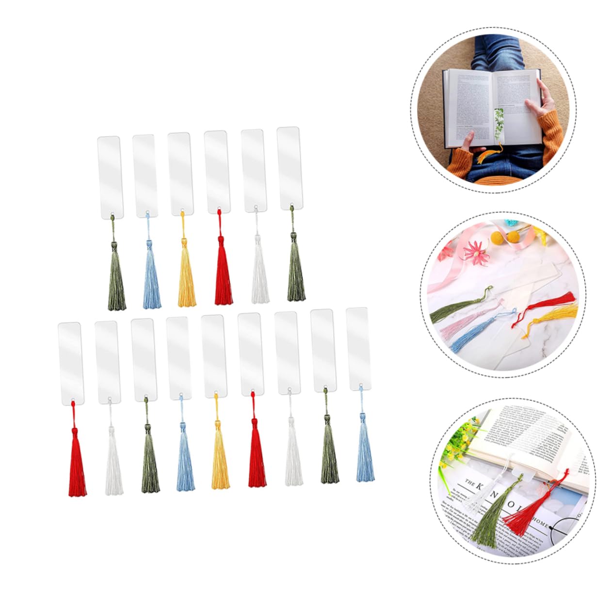 NUOBESTY 45sets Segnalibri Acrilico Trasparente Segnalibri Vuoti Personalizzabili Con Nappe Colorate Per Libri e Progetti Creativi