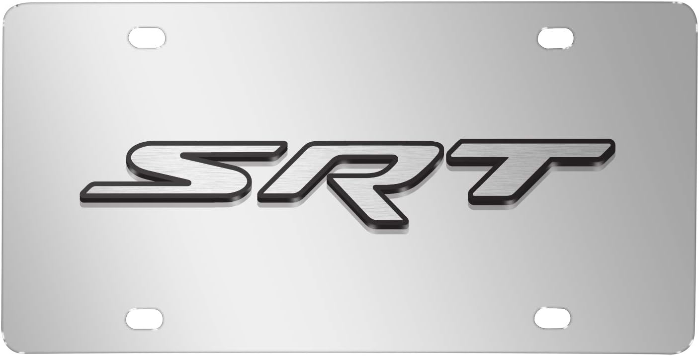 iPick Image for SRT 3D Logo Logo on Chrome Stainless Steel License Plate for Dodge Jeep - Official Licensed
