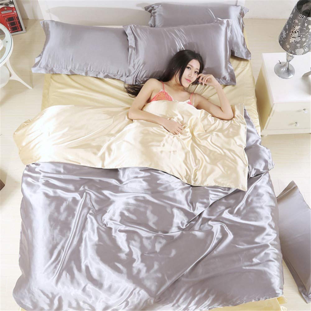 Juego de cama de seda satén puro modelo 013 textil hogar tamaño Queen