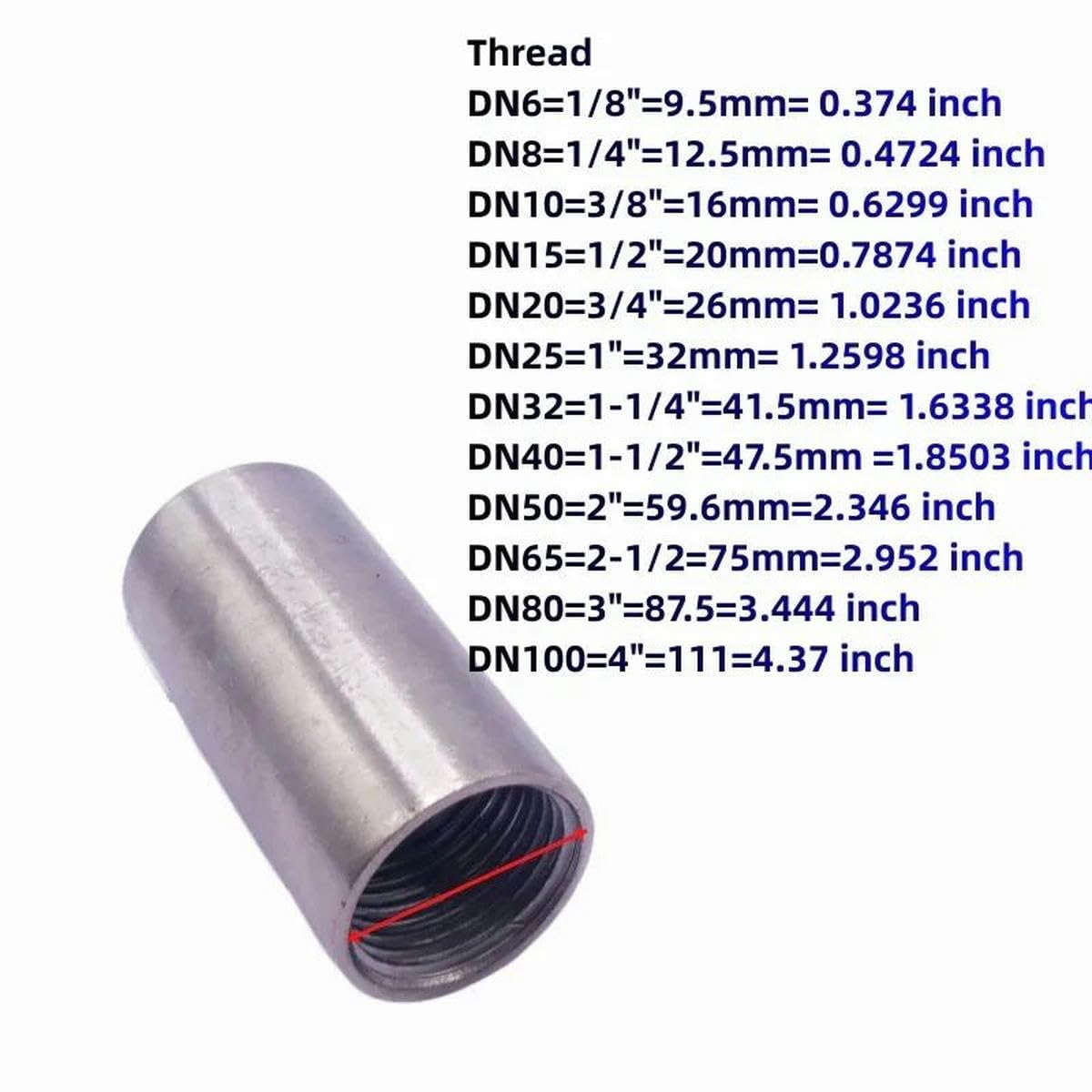 Nipplo lungo filettato femmina 1/8" 1/4" 3/8" 1/2" 3/4" 1" Adattatore connettore per tubo in acciaio inossidabile 304-lunghezza 100mm-2"