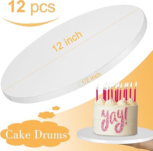 Miniatura 3 de 12 PCS Cake Drums 12 Inch, 12inch Drum, Cake Boards 12 Inch Round, 12" Thick Cardboard, Sturdy Circle, Base para Pastel Cardboard Base White Cake