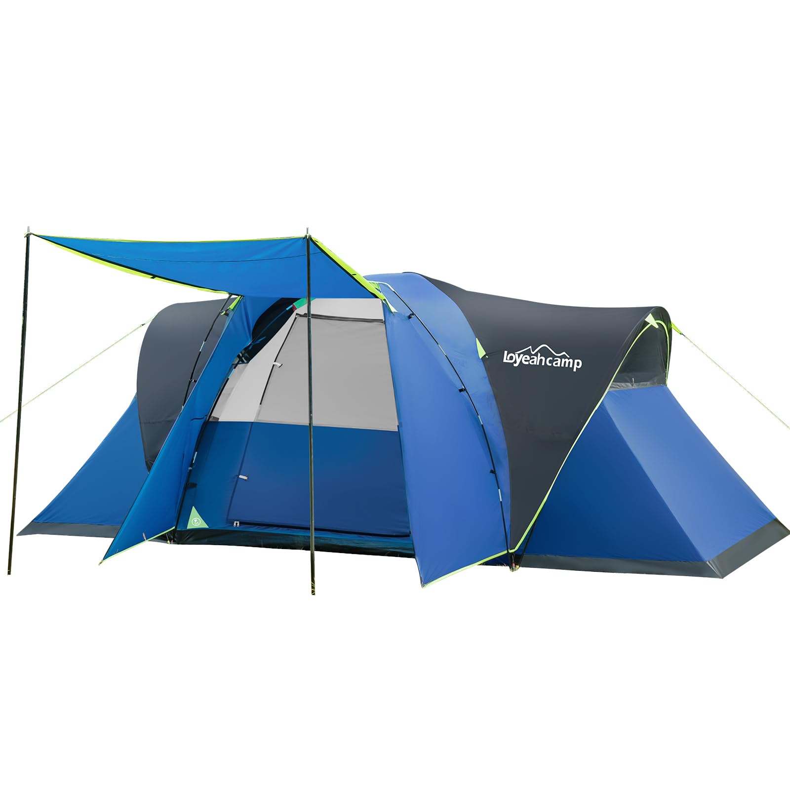 LOYEAHCAMP 8 Person Larger Extended Dome Camping Tent with 3 Rooms