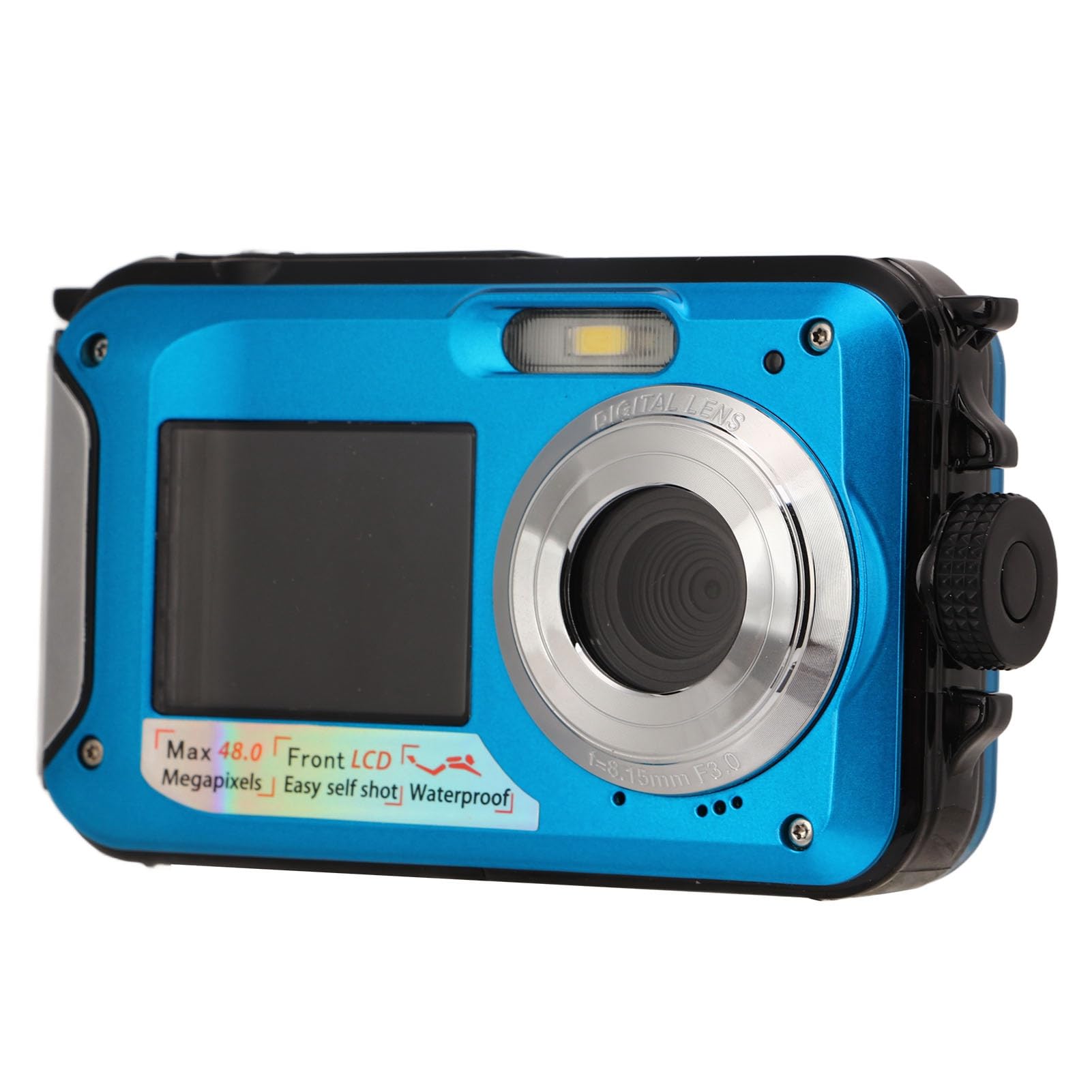 Appareil Photo numérique étanche 2,7K 48MP pour plongée jusqu'à Caméra compacte avec écran LCD et Carte SD Incluse. Idéal pour Les Photos et vidéos sous-Marines en Bleu.