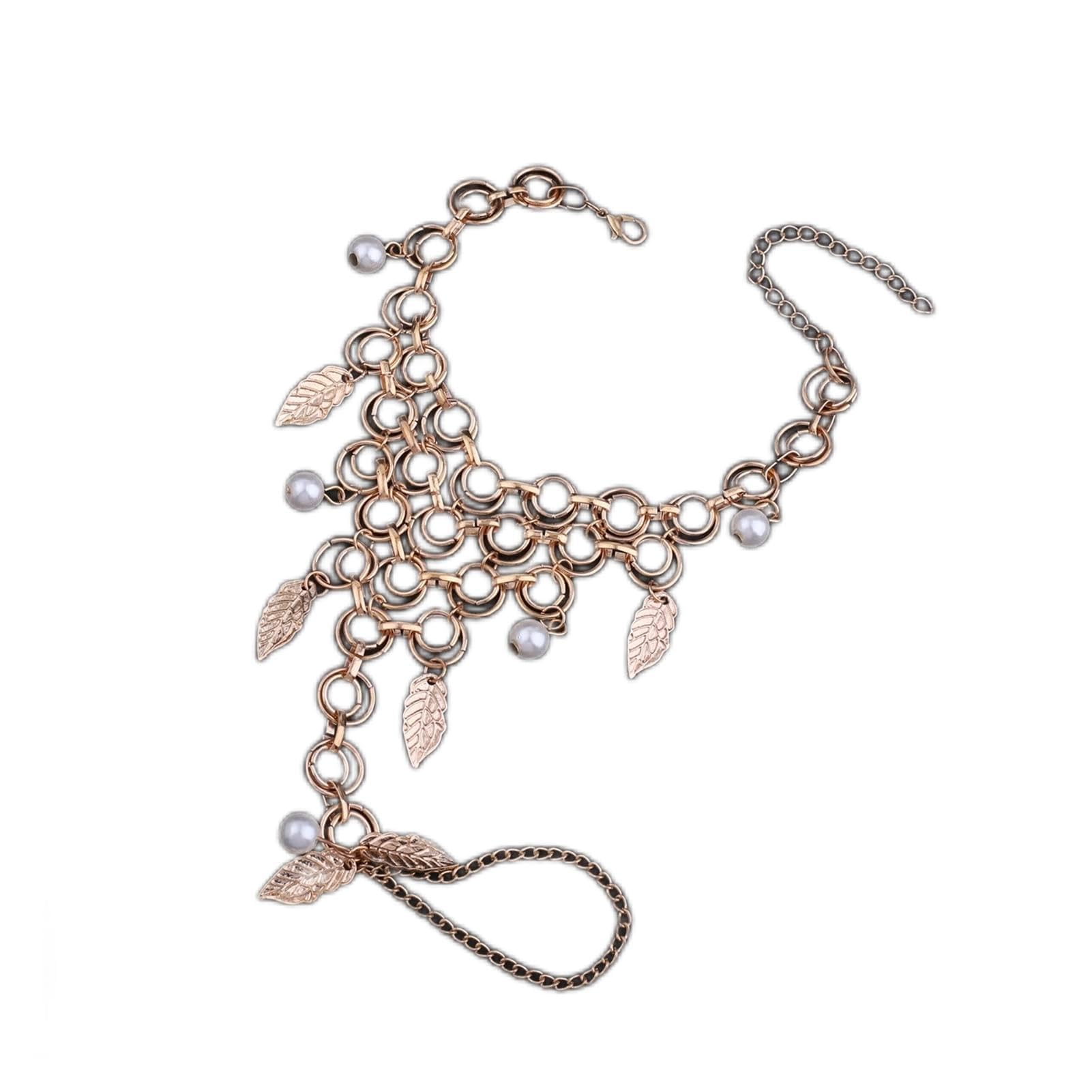 Braccialetti alla caviglia Cavigliera creativa con anello in rame-Cavigliera estiva sexy con perle da spiaggia-Cavigliere da donna regolabili per calzature femminili