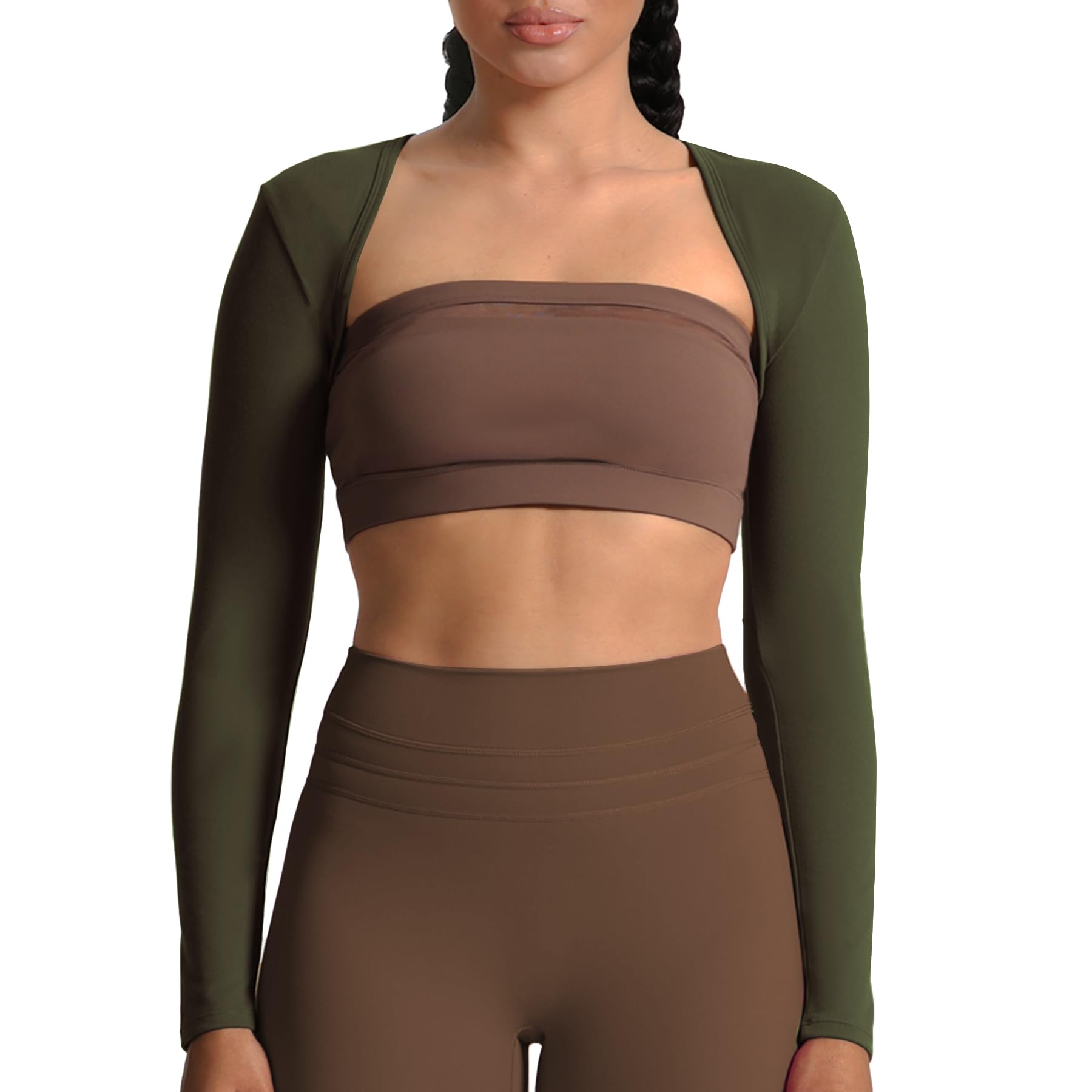 Aoxjox Women's Long Sleeve Open Front Lexi Lined Bolero Shrug Crop Top Cardigan