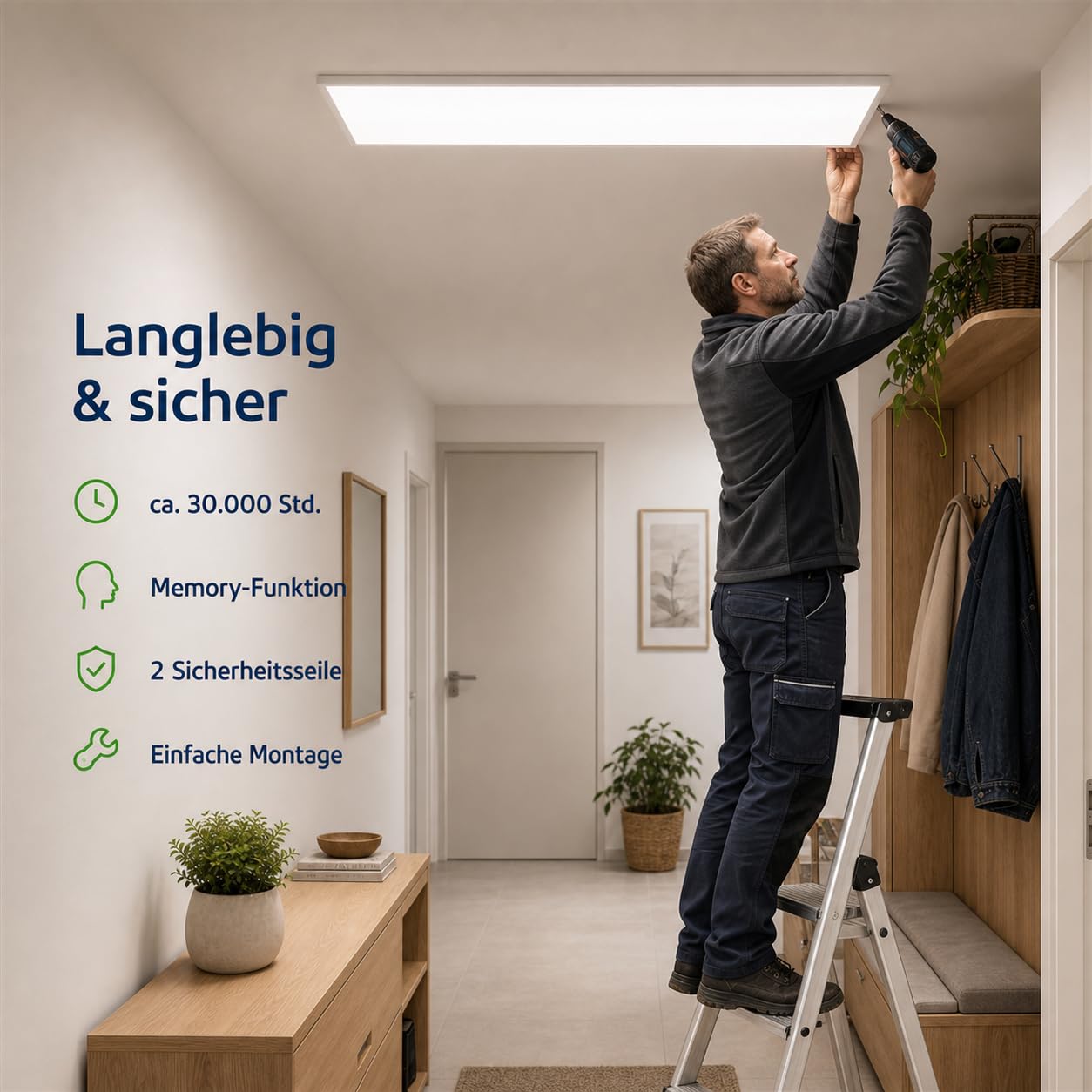 LED Panel Deckenleuchte mit Fernbedienung 120x30CM, 40W 4800LM RGB Deckenlampe Farbwechsel, Deckenlampe Dimmbar 3000K-6500K Ultra Dünn Panel für Wohnzimmer Kinderzimmer schlafzimmer