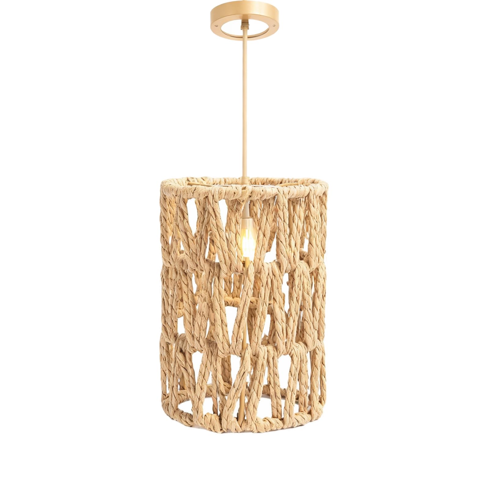 Rattan Lampshade, Small Lamp Shades Handwoven Natural Boho Style Replacement Shade for Floor Lamps, Table Lamps, Ceiling Lights, Living Room, Bedroom Decor