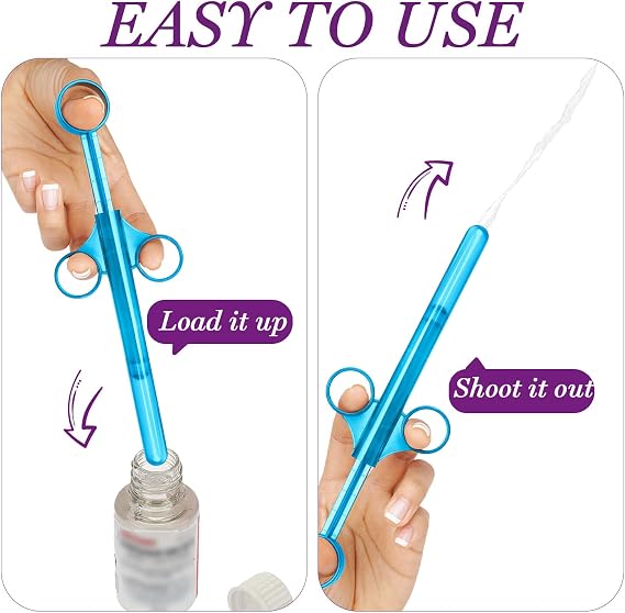 2 Pcs Lube Applicator Injectors, Lube Applicator Syringe Launcher Reusable Lubricant Tube Shooter with Smooth Rounded Tip for Men Women Couples (Blue & Grey)