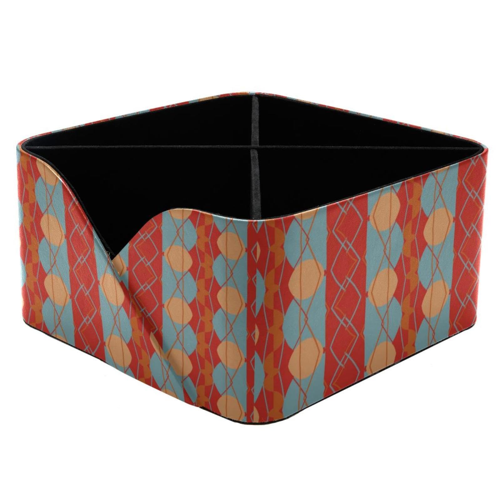 Boîte de rangement rectangulaire à motif géométrique et compartiments