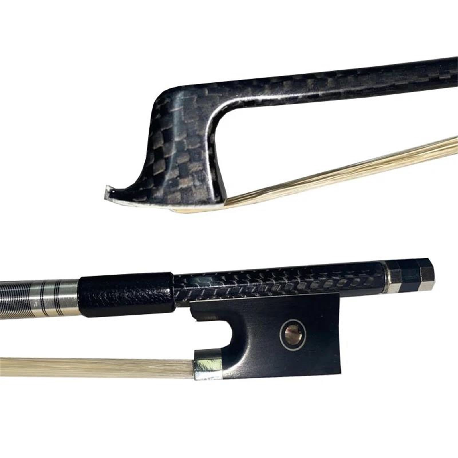Arcos de violín hechos a mano Arco de violín de fibra de carbono trenzado tamaño 4/4 3/4 1/2 y 1/4 con trenza de ébano y alpaca con crin de caballo blanca(3/4)