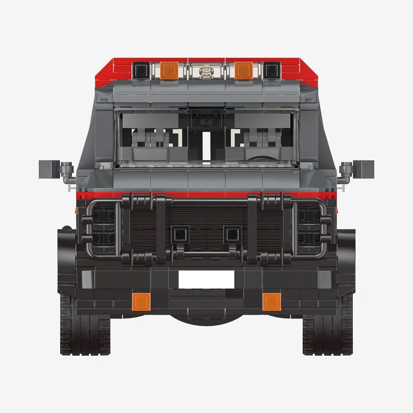 BlueBrixx American Van Kastenwagen, 1357 Klemmbausteine, Sammlermodell | Dreifarbige Gestaltung, Frontschutzbügel, Dachspoiler, rote Felgen, gestalteter Innenraum, 286 x 128 x 148 mm, 109763
