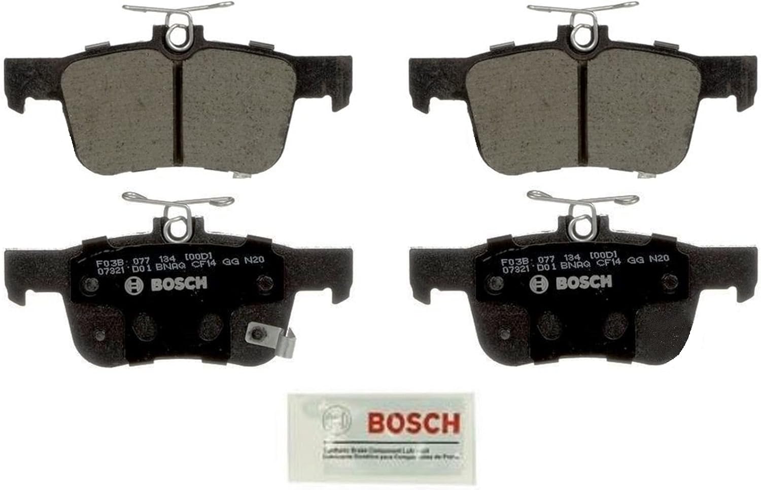 BOSCH BC2102 QuietCast Premium Ceramic Disc Brake Pad Set - Compatible with Select Acura Integra; Honda Accord, Civic, Insight; REAR