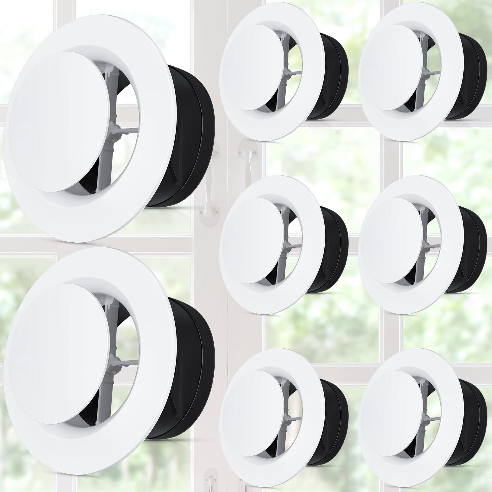 Baquler 8 Pcs 4 Inch Soffit Vent, Adjustable Round Air Vent Cover, White