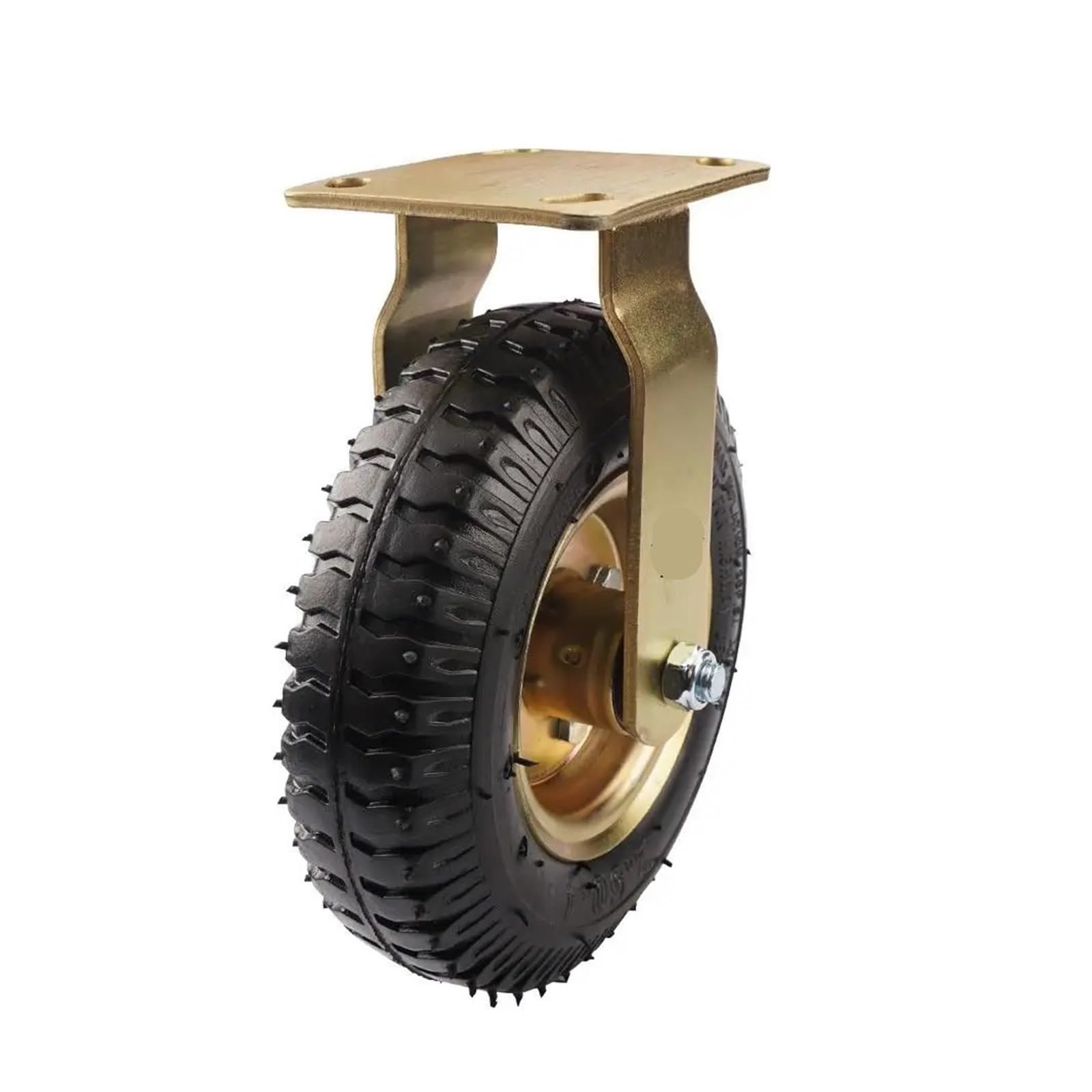 MXXDMOPD 1 Piece Caster 8 inch Gold Plated Pneumatic Wheel Rubber Hotel Luggage cart(8-inch-a-fixed)