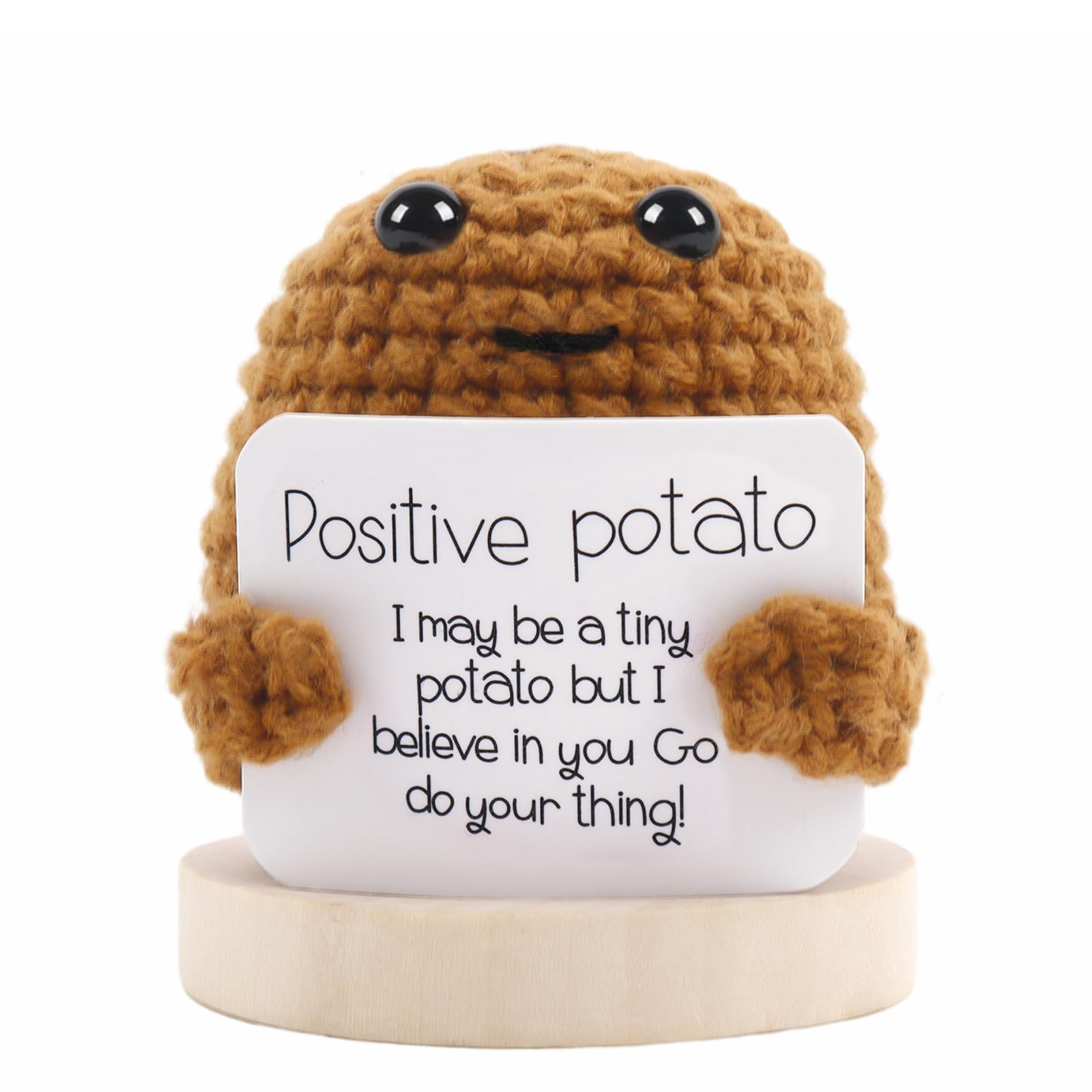 Meanju Mini Positive Potato,7cm Bambola di Patate Peluche Maglieria,Patata Positiva Lavorata a Maglia Carina Creativa Positive Potato per Regali di Compleanno per Incoraggiamento (A3) - 1