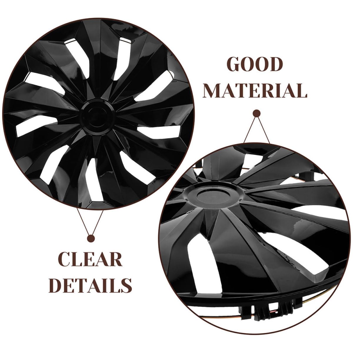 Copri Cerchi Neri in Pp Design Elegante, Coprimozzi per Auto 14 Pollici, Protezione Ruote e Facile Installazione per Guida in Città e Viaggi Outdoor