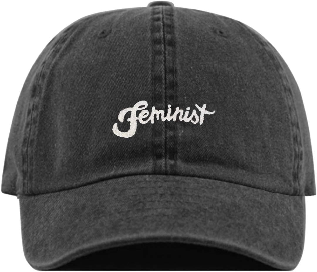 Feminist Baseball Hat, Embroidered Dad Cap, Unstructured Soft Cotton, Adjustable Strap Back (Multiple Colors)