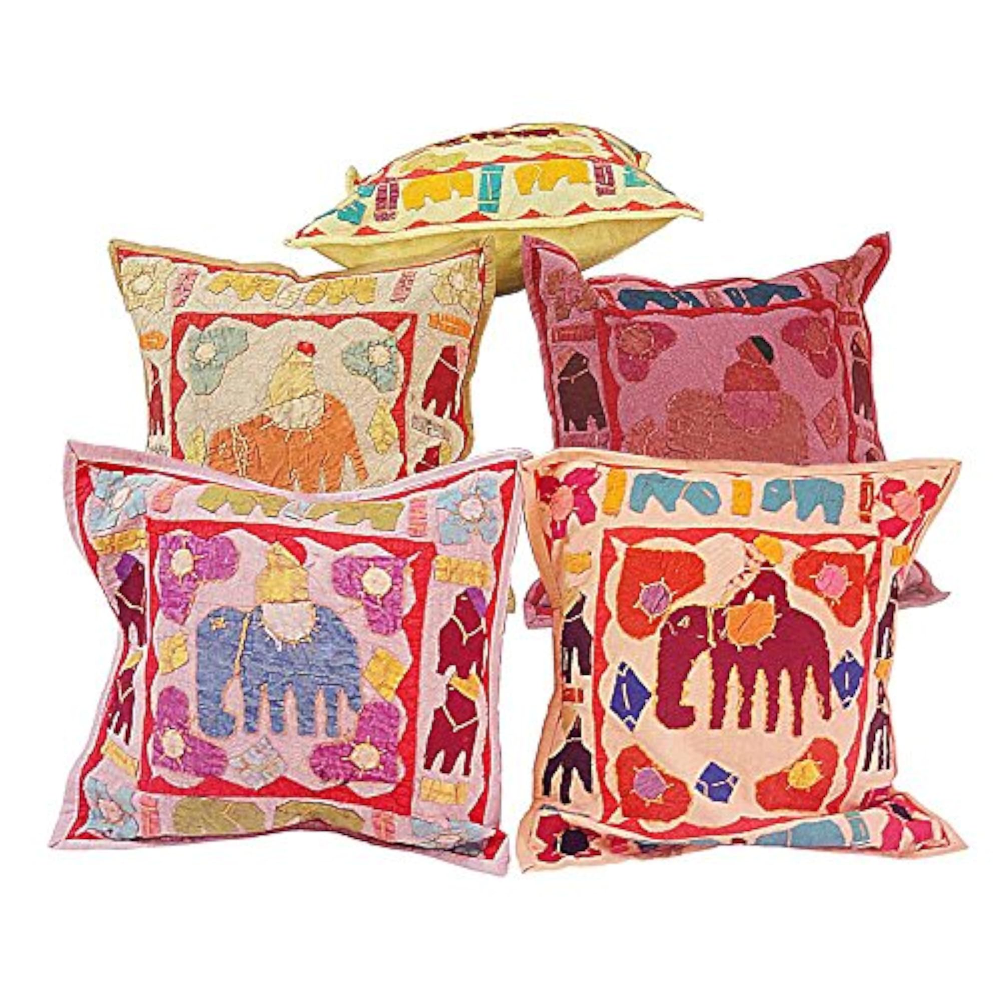 Multicolor Hand Stitched Patch Work Cushion Cover Set