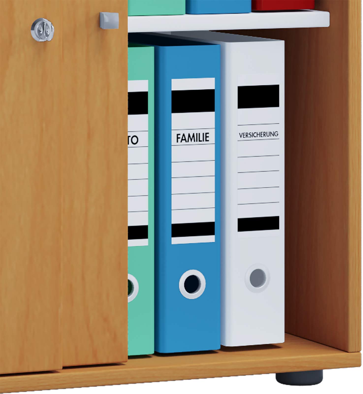 VCM Büroschrank mit 2 Fächern | moderner Aktenschrank mit Schiebetüren und Schloss | Maße ca. B. 70 x H. 73 x T. 37 cm – Lona 2-Fach abschließbar