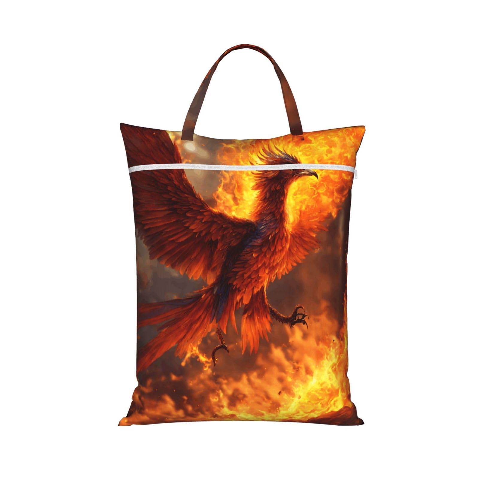 Pphgut 1 Pc Phoenix Print Travel Laundry Bag Portable Dirt Clothes Bags Daily Hiking Camping Vacation