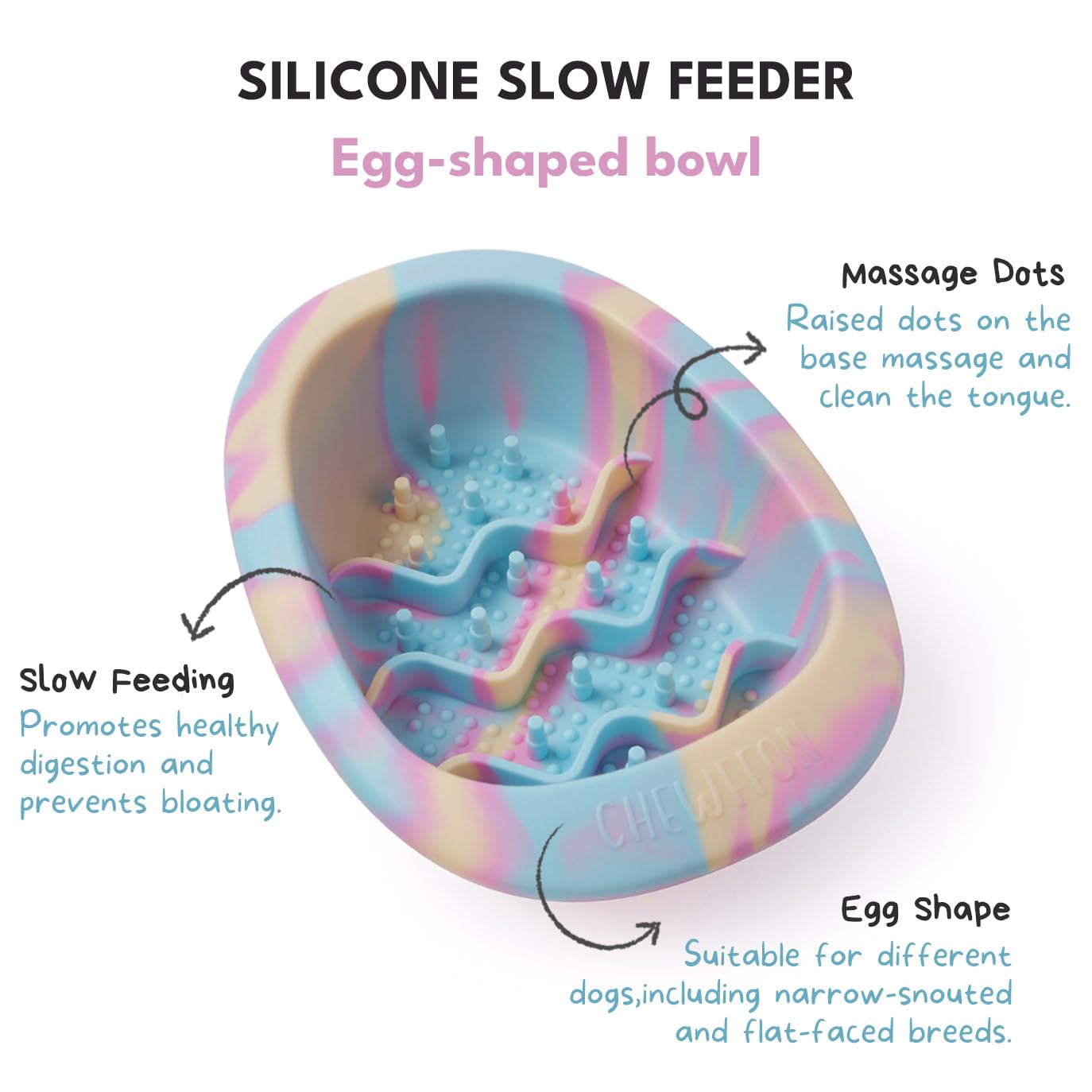 CHEWFFON Dog & Cat Lick Mat, Silicone Slow Feeder Bowl with Suction Cups - Image 2