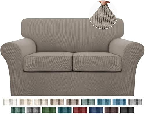 Miniatura 131 de Turquoize Fundas de sofá de 4 piezas para sofá de 3 cojines, funda de sofá suave para perros, fundas de sofá lavables con 3 fundas de cojín Biscotti