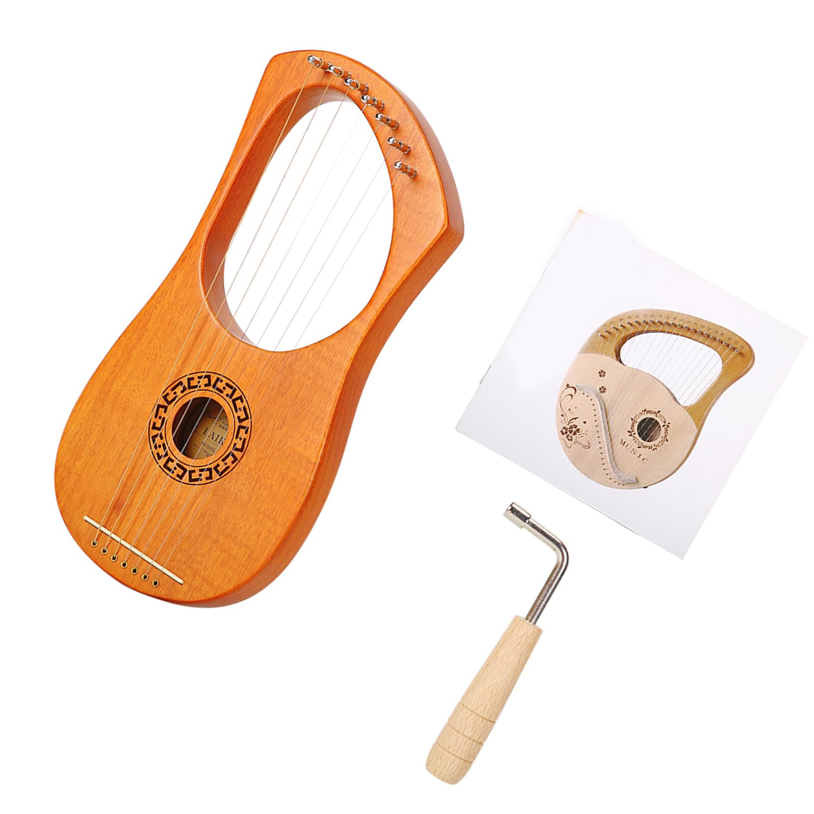 Arpa de Lyra portátil de 7 cuerdas, procesamiento de madera sólida para viajes y clases de música, instrumento de lira de viaje para principiantes con sonido cálido