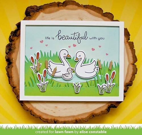 Miniatura 5 de Lawn Fawn Swan Soiree Clear Stamp & Dies + Lawn Fawn Cattails Border Dies – Paquete de tres artículos