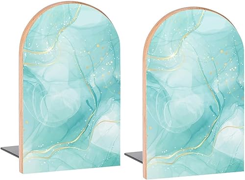 Sujetalibros decorativos de madera verde menta pastel para estantes, habitación de los niños, oficina en casa, tapones de libros para revistas,