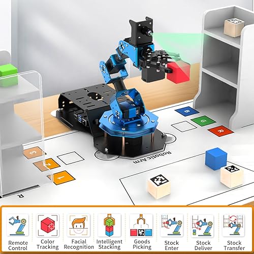 Miniatura 7 de LewanSoul Brazo robótico con Raspberry Pi CM4 4G Kit de robot ROS programación de código abierto FPV AI Vision 6DOFAxis Robot ArmPi, kit avanzado de