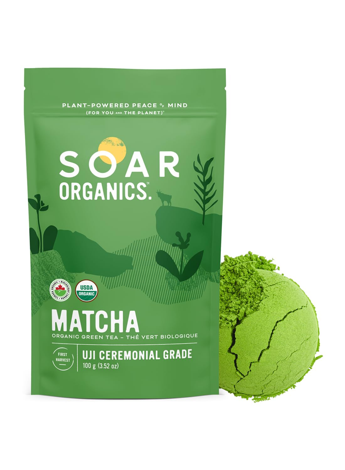 Soar Organics - Uji Ceremonial Grade Matcha Green Tea Powder - Authentic Japanese Origin (3.52 oz)USDA Organic