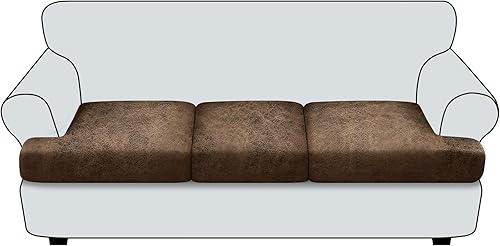 Vista 50 de Fundas de cojín para sofá, con aspecto de cuero, 3 piezas, juegos de fundas elásticas para asientos de sofá para sala de estar, fundas de cojín