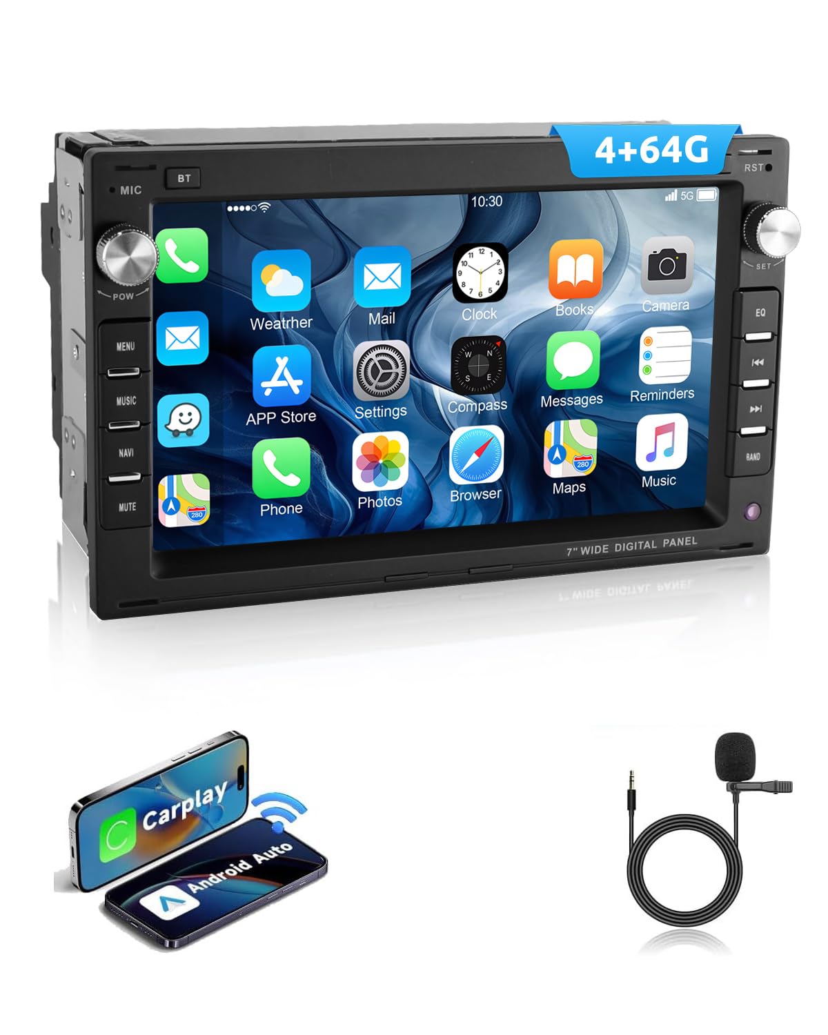 ESSGOO Drahtloses Carplay und Android 4+64G Android 15 Auto Autoradio Für VW Polo MK3/4 9N Golf 4 Passat B5 T5 Seat Skoda, 7 Zoll Touchscreen mit Bluetooth FM RDS GPS WiFi