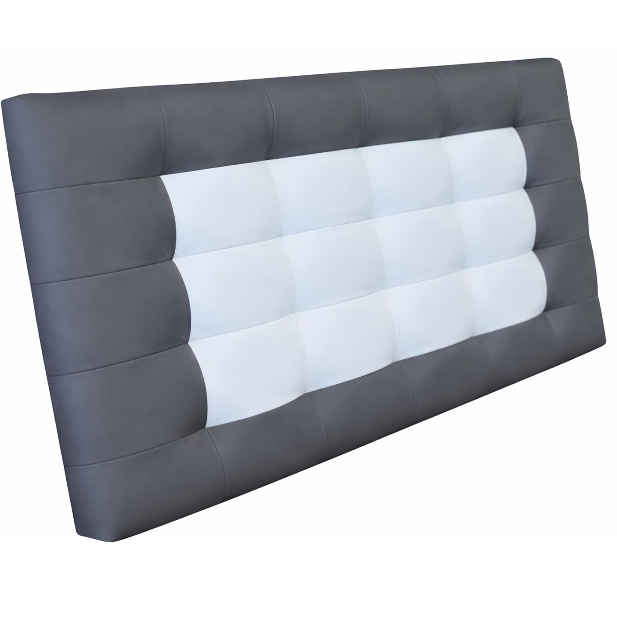 ONEK-DECCO Cabecero de Cama Mod.Florida con Marco, tapizado en Polipiel para Cama de niño,Juvenil y Matrimonio Cabezal de Colgar 70 cm.Alto (190X70, Gris-Blanco)