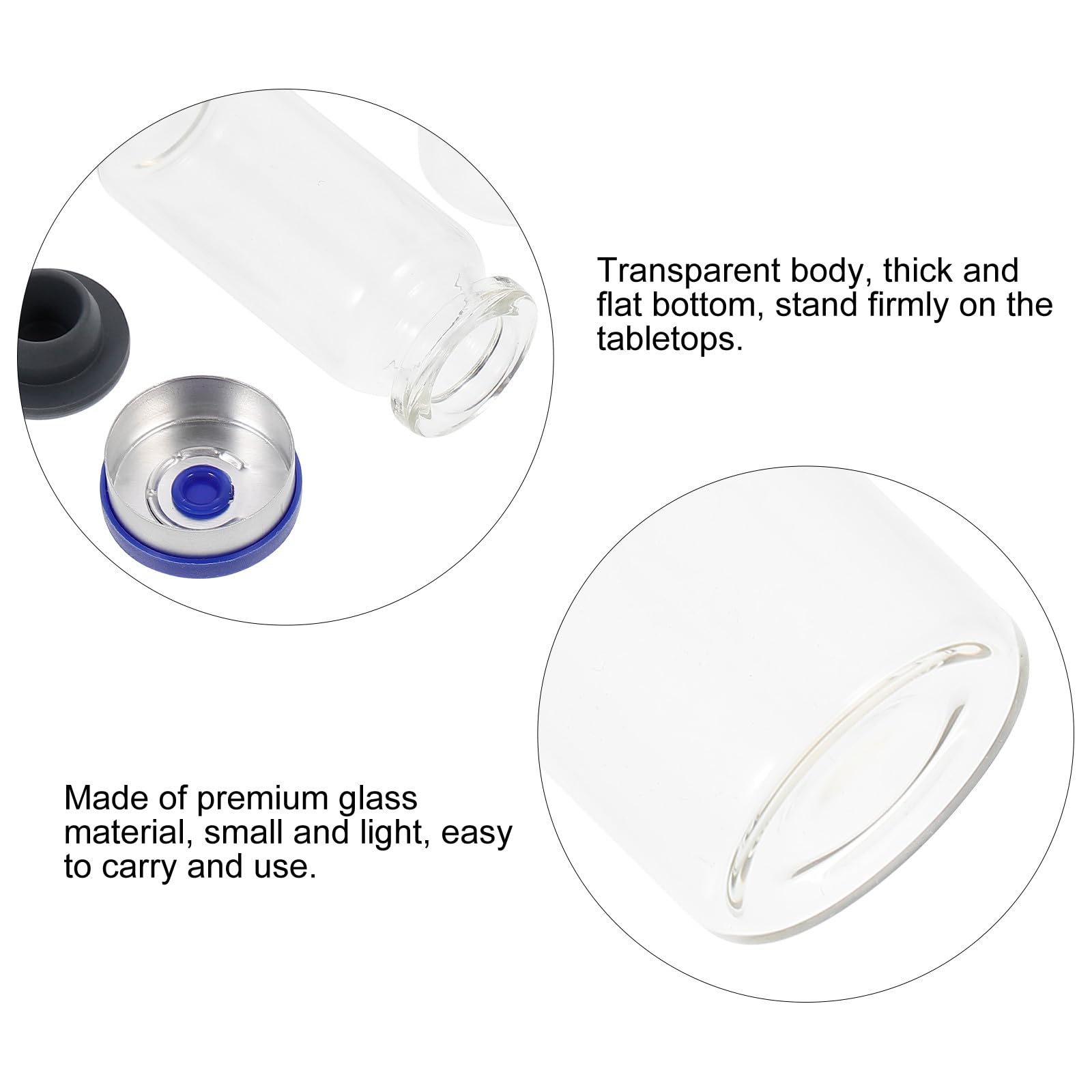 Laboratorio de Vidrio Transparente 10 Ml, Botellas Rellenable con Tapa Hermética, 100 Unidades para Almacenamiento de Reactivos y Muestras en Laboratorio, Uso Profesional
