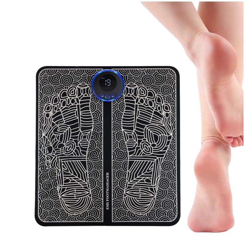 FCQRZC StepNura Foot Massager with 8 Modes & 19 Intensity Levels Smart Safety Sensor for Home Use (Black)
