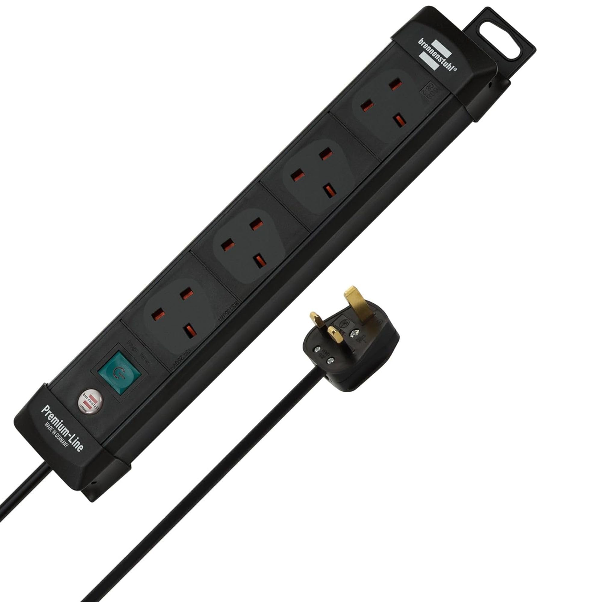 BrennenstuhlPremium-Line extension socket 4-way black 1,8m 05VV-F 3G1,25 with switch *GB*