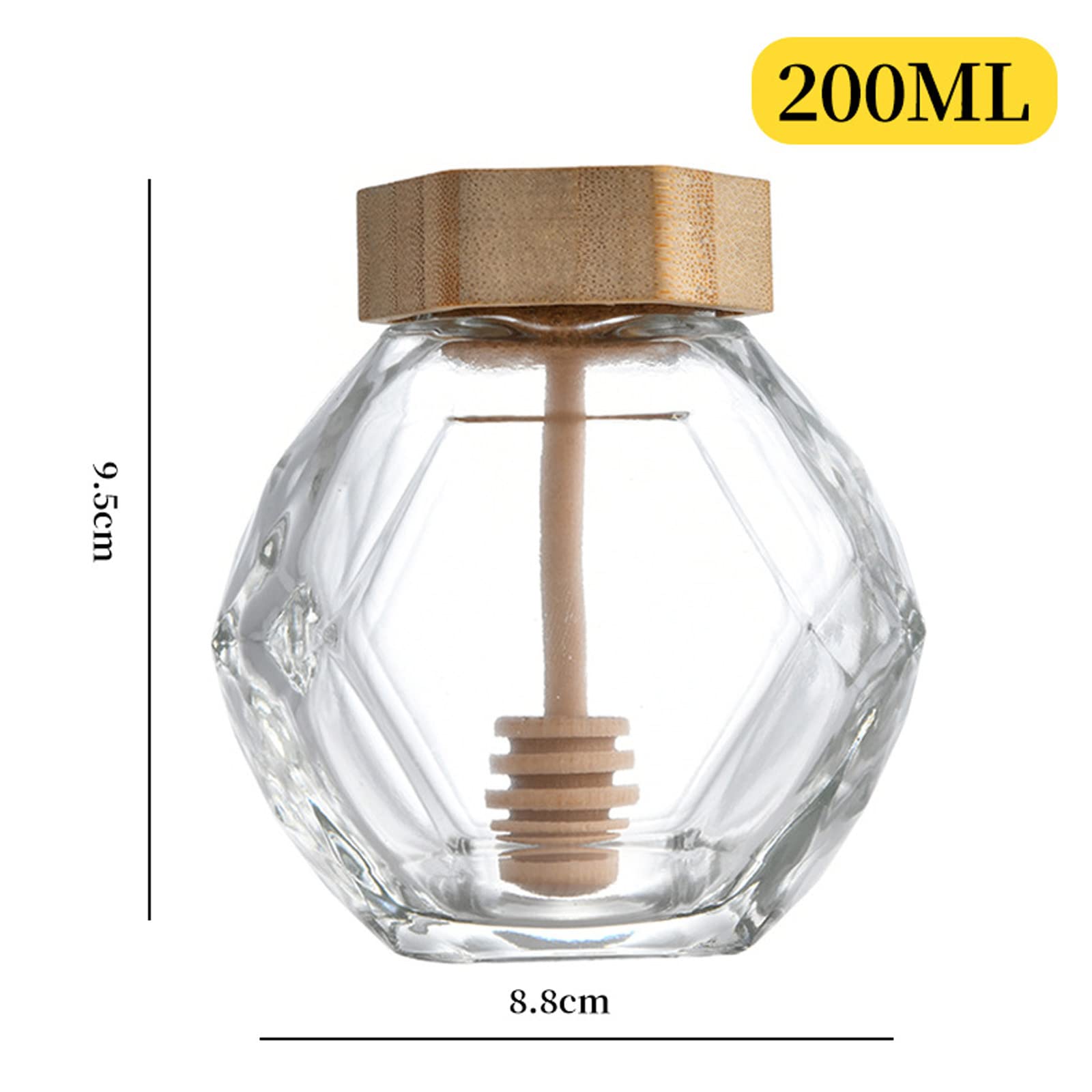 Contenitori per Miele,2PCS Dispenser Miele Vetro,Barattolo di Miele di Vetro con Mestolo e Coperchio Cucina Stoccaggio Vasetti per Conservare Miele e Sciroppo (200ml)