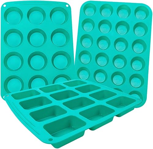 Webake Juego de 4 moldes de silicona para tartas para magdalenas, cupcakes, tarta brownie, diferentes moldes para hornear