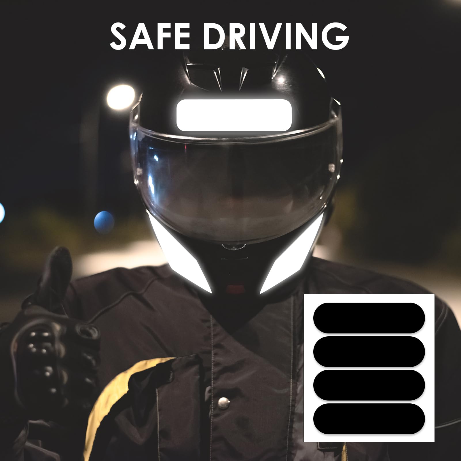 KQDRAVINE Reflektierende Helmaufkleber Set - 8 Reflektoren + 2 Teufelshörner