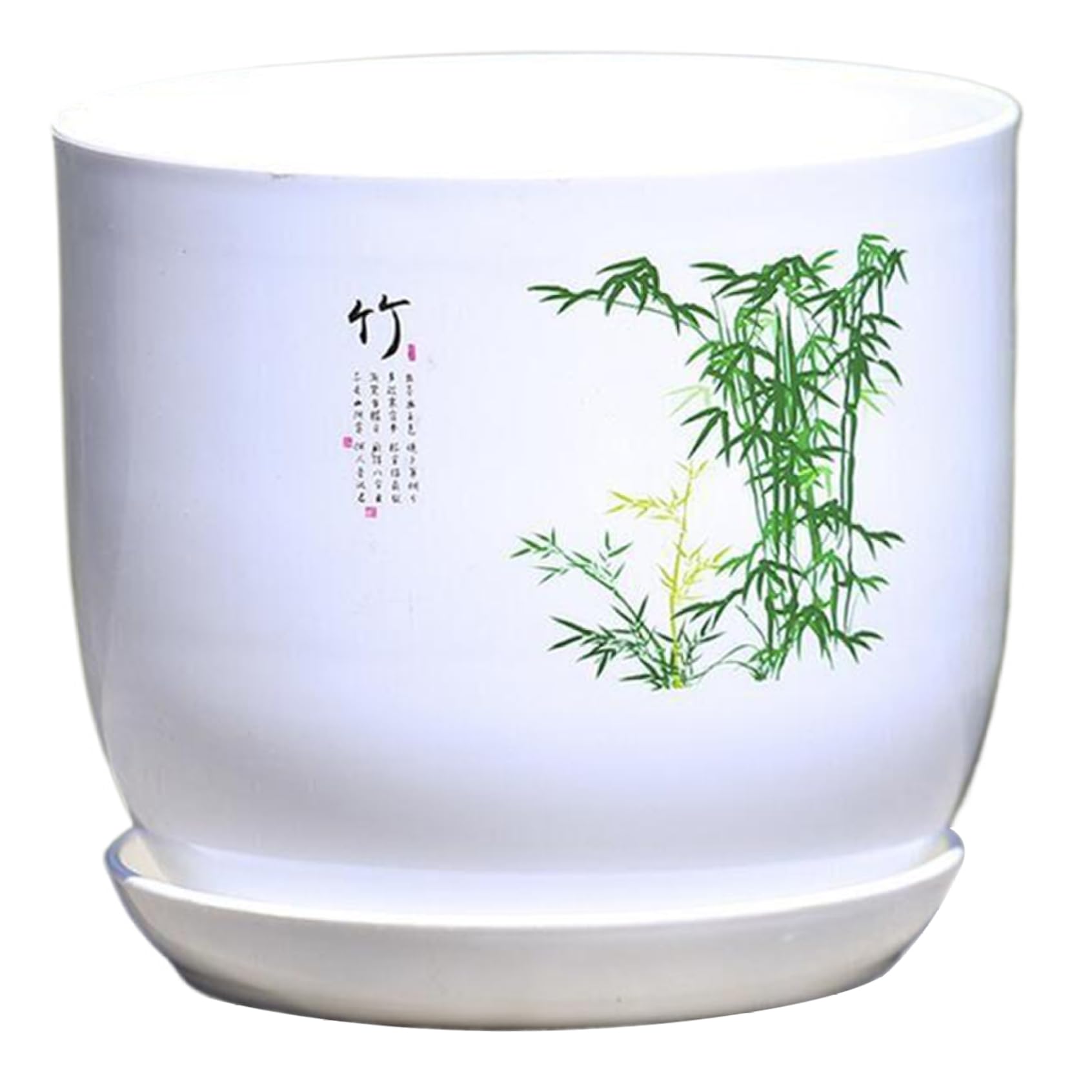Faroby Planter for Indoor Plant 8.7x7.9x5.9'', Chinese Plant Pot with Saucer & Drainage Hole Resin Flower Pot Style 2
