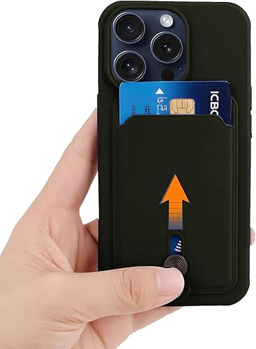 Miniatura 9 de NAOKIFU Funda compatible con iPhone 15 Pro con tarjetero para hombres y mujeres con botón de tarjeta oculta, funda protectora tipo cartera, bonita