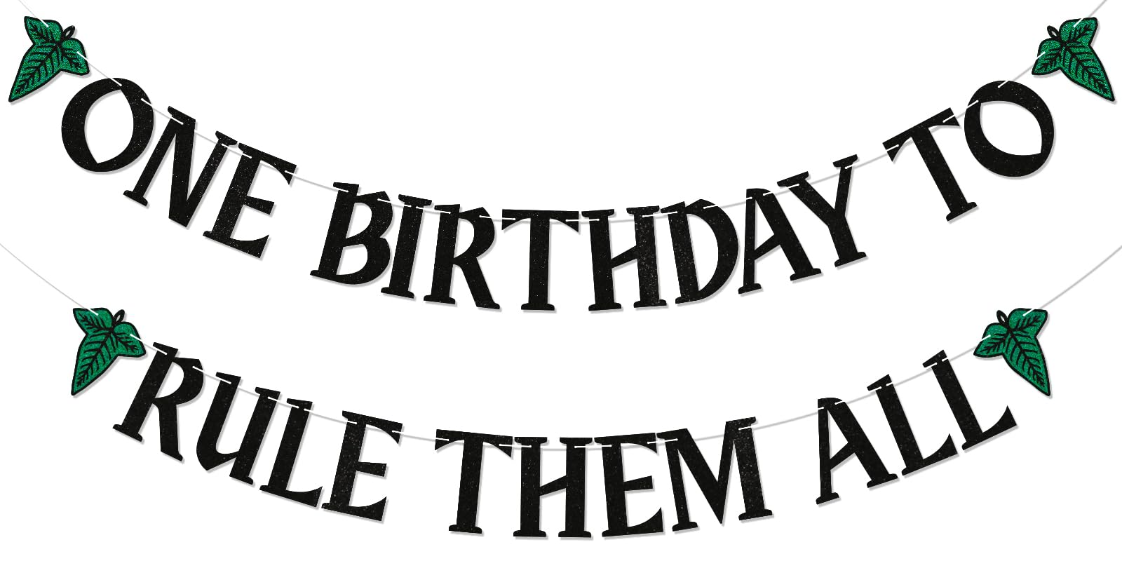One Birthday To Rule Them All Banner - Fantasy Shire Theme Birthday Party Decor, Medieval Baby Shower Decorations Black