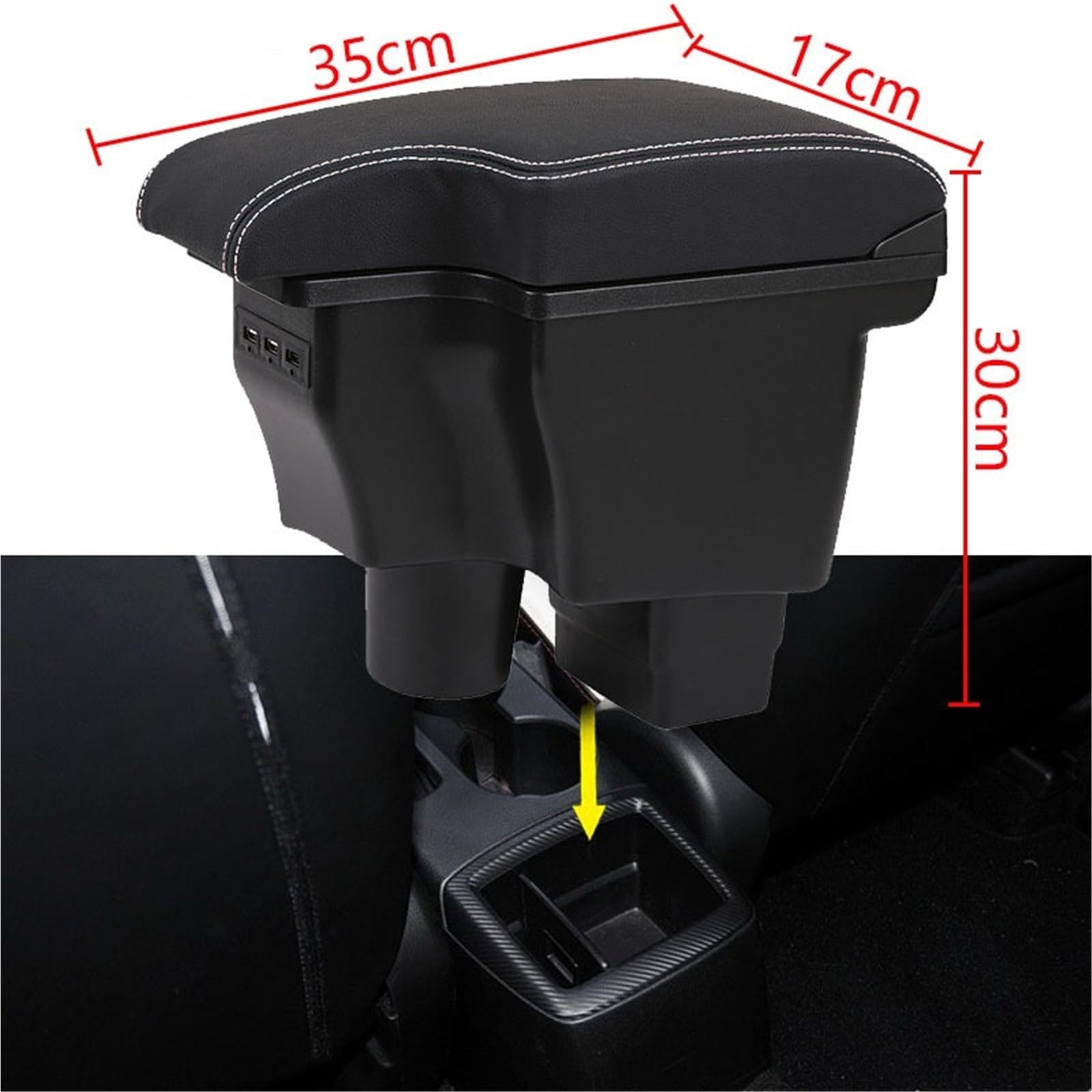 Bandeja de Silicona para Consola Compatible con Mazda CX-3 Mazda 2 Reposabrazos Caja de almacenamiento Reposabrazos de coche Accesorios de coche Carga USB(B3genuine leather)